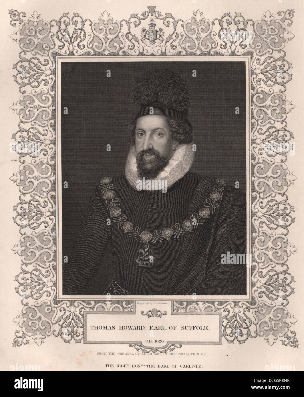 BRITISH HISTORY Thomas Howard, Earl Of Suffolk. TALLIS, antique print