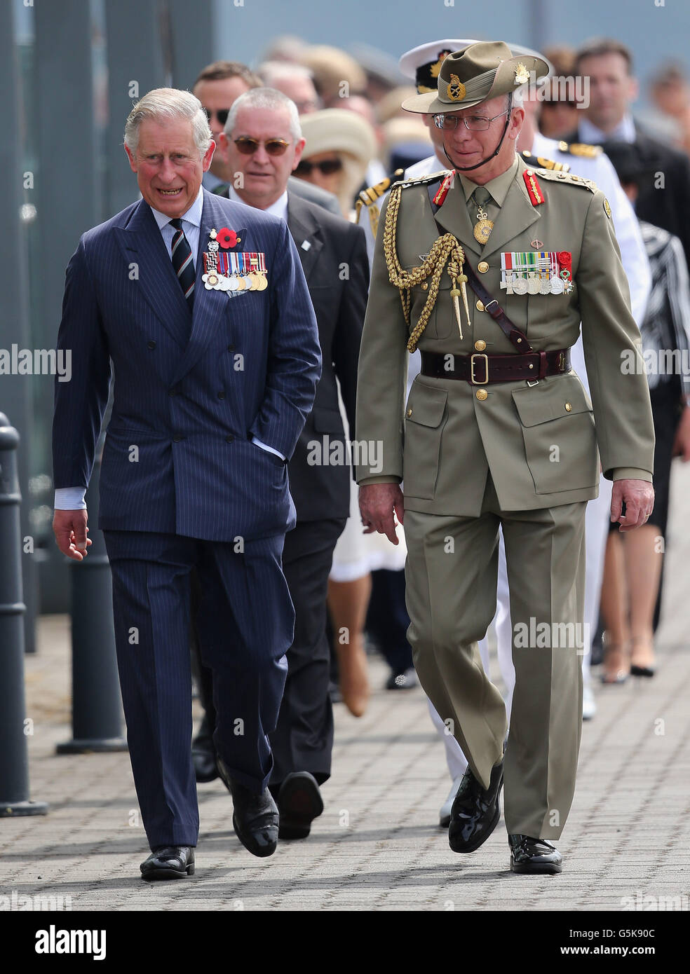 The Prince of Wales arrives at Garden Island Naval Base in Sydney, Australia. Stock Photo
