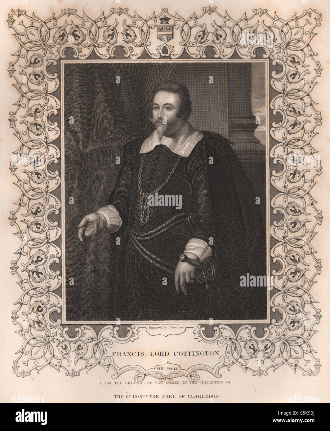 BRITISH HISTORY: Francis, Lord Cottington. TALLIS, antique print 1853 Stock Photo