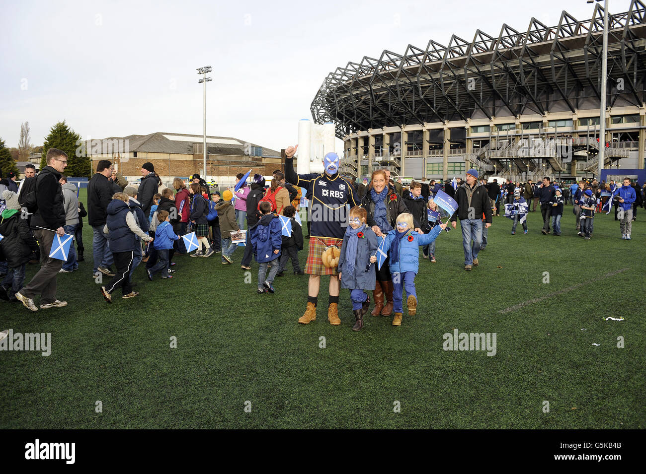 Scotland v new zealand pre match entertainment hires stock photography