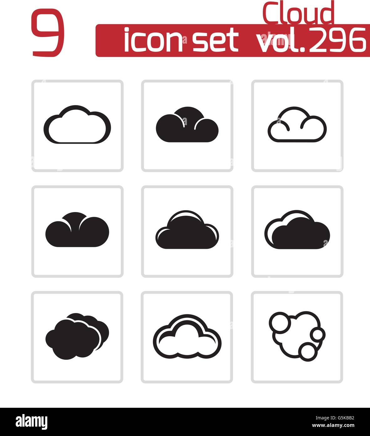Vector black cloud icons set Stock Vector Image & Art - Alamy