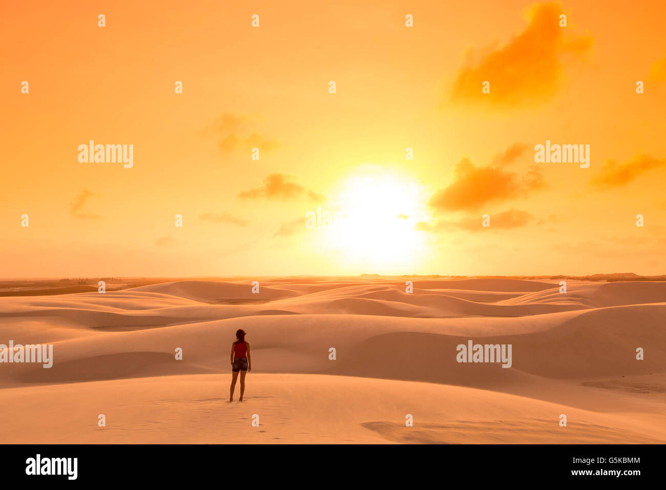 Mixed race teenage girl standing in remote desert Stock Photo