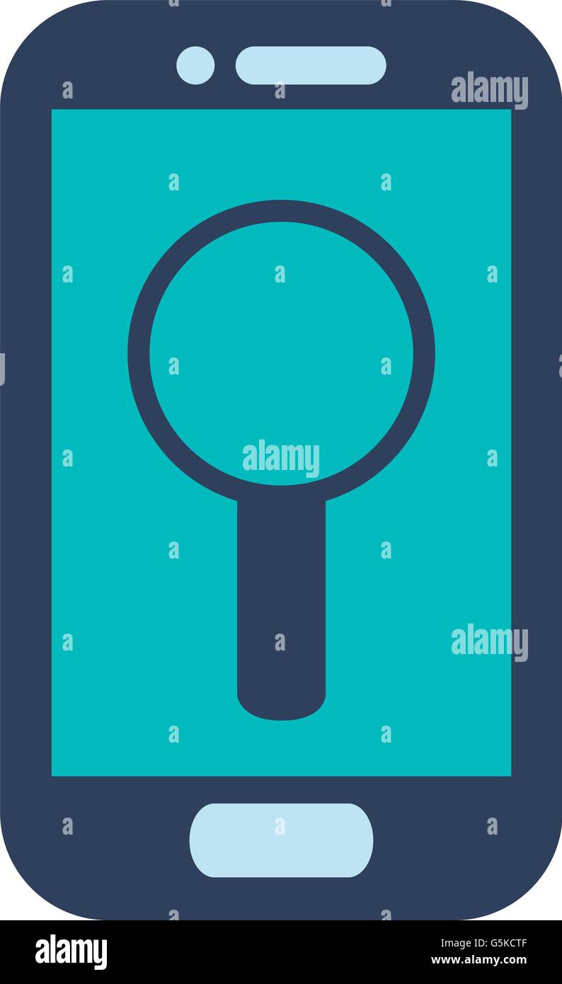 blue cellphone with magnifying glass Stock Vector Image & Art - Alamy