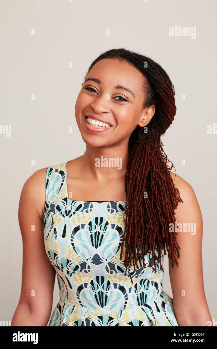 African American woman smiling Stock Photo