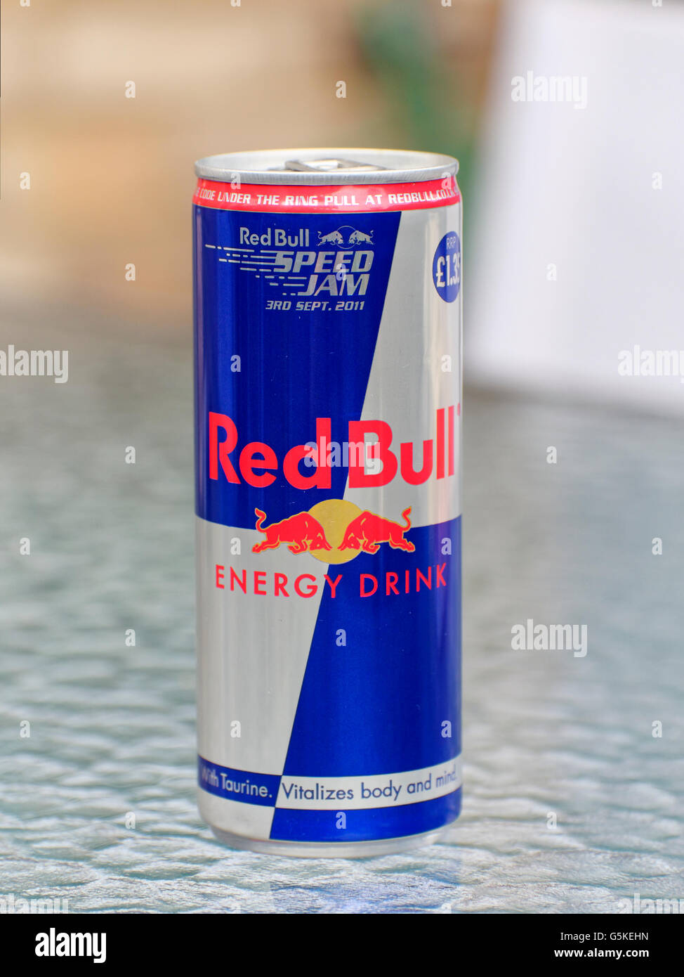 Can of Red Bull Energy Drink Stock Photo
