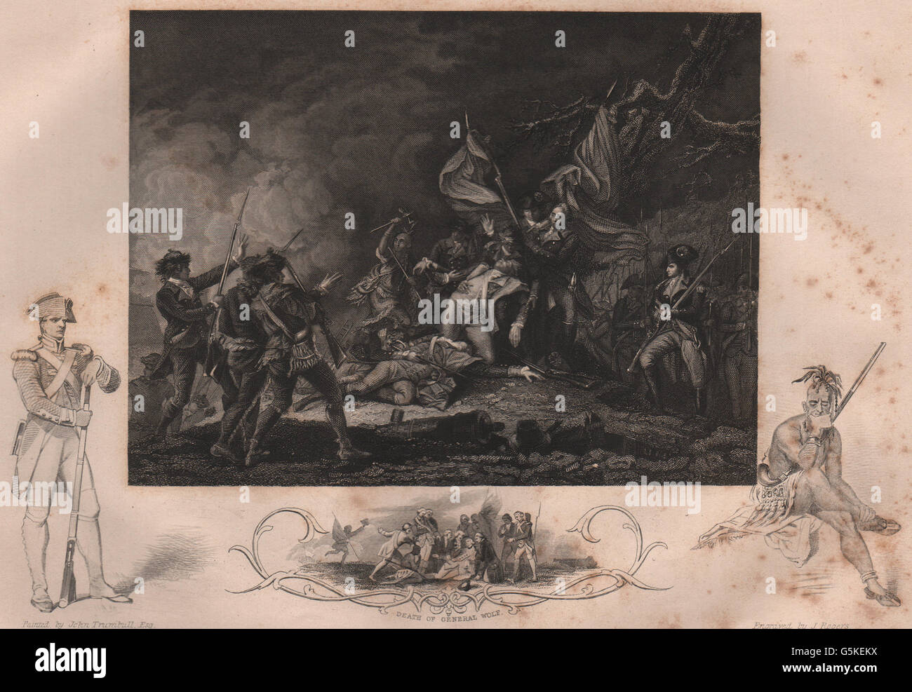 ATTACK ON QUEBEC 1775: General Montgomery's death. Inset General Wolf dies, 1853 Stock Photo
