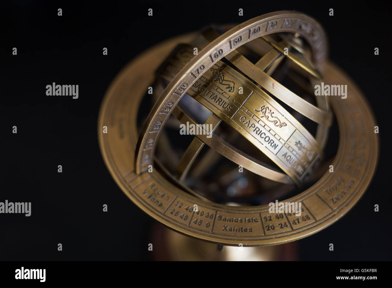Close view of an astrolabe Stock Photo