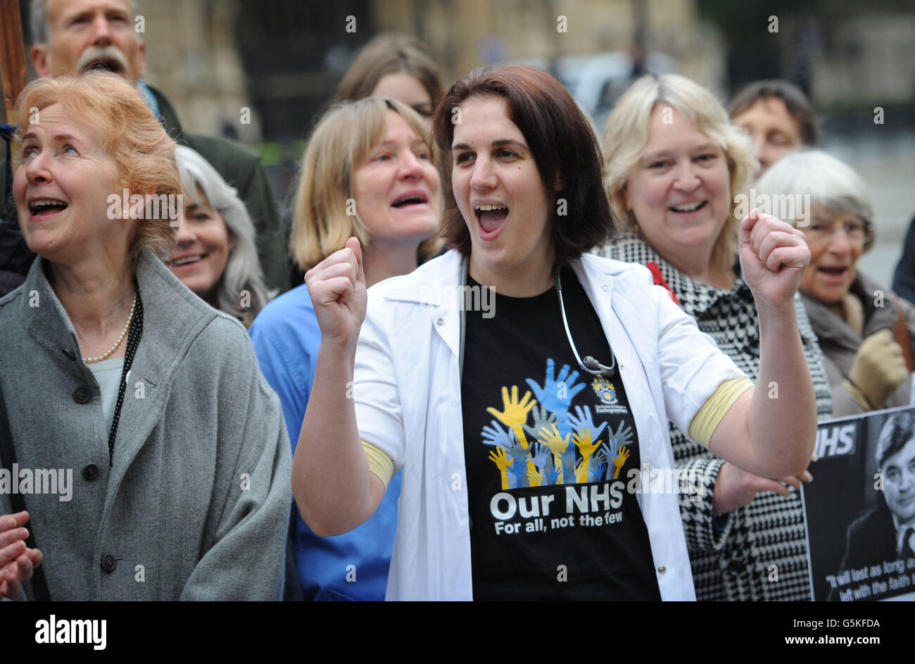 Supporters and NHS staff attend launch in central London of the National Health Action party which aims to save the NHS. Stock Photo