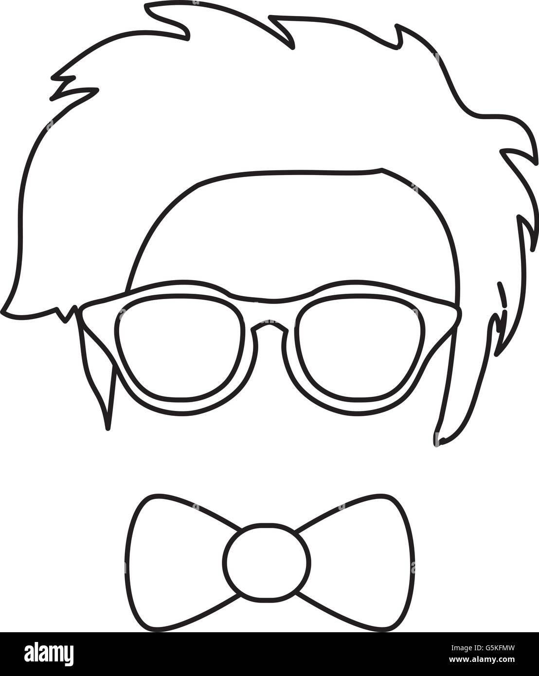 shabby hair with glasses and bowtie Stock Vector