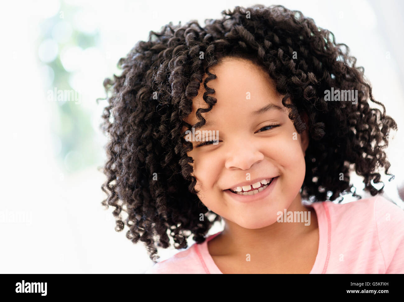 African American girl smiling Stock Photo