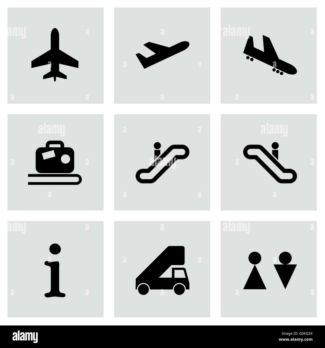 Vector black airport icon set Stock Vector Image & Art - Alamy