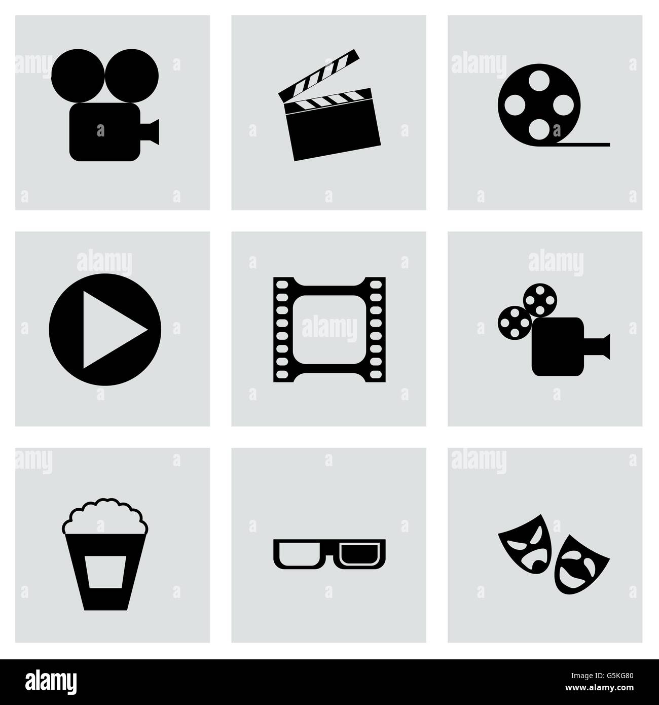 Vector black cinema icon set Stock Vector Image & Art - Alamy