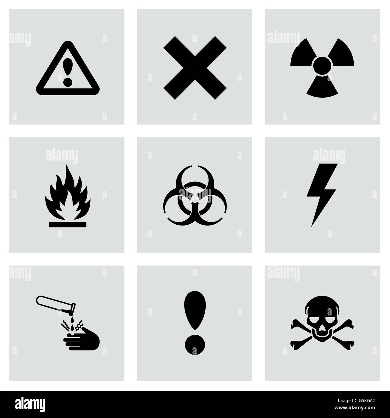 Vector black danger icon set Stock Vector Image & Art - Alamy