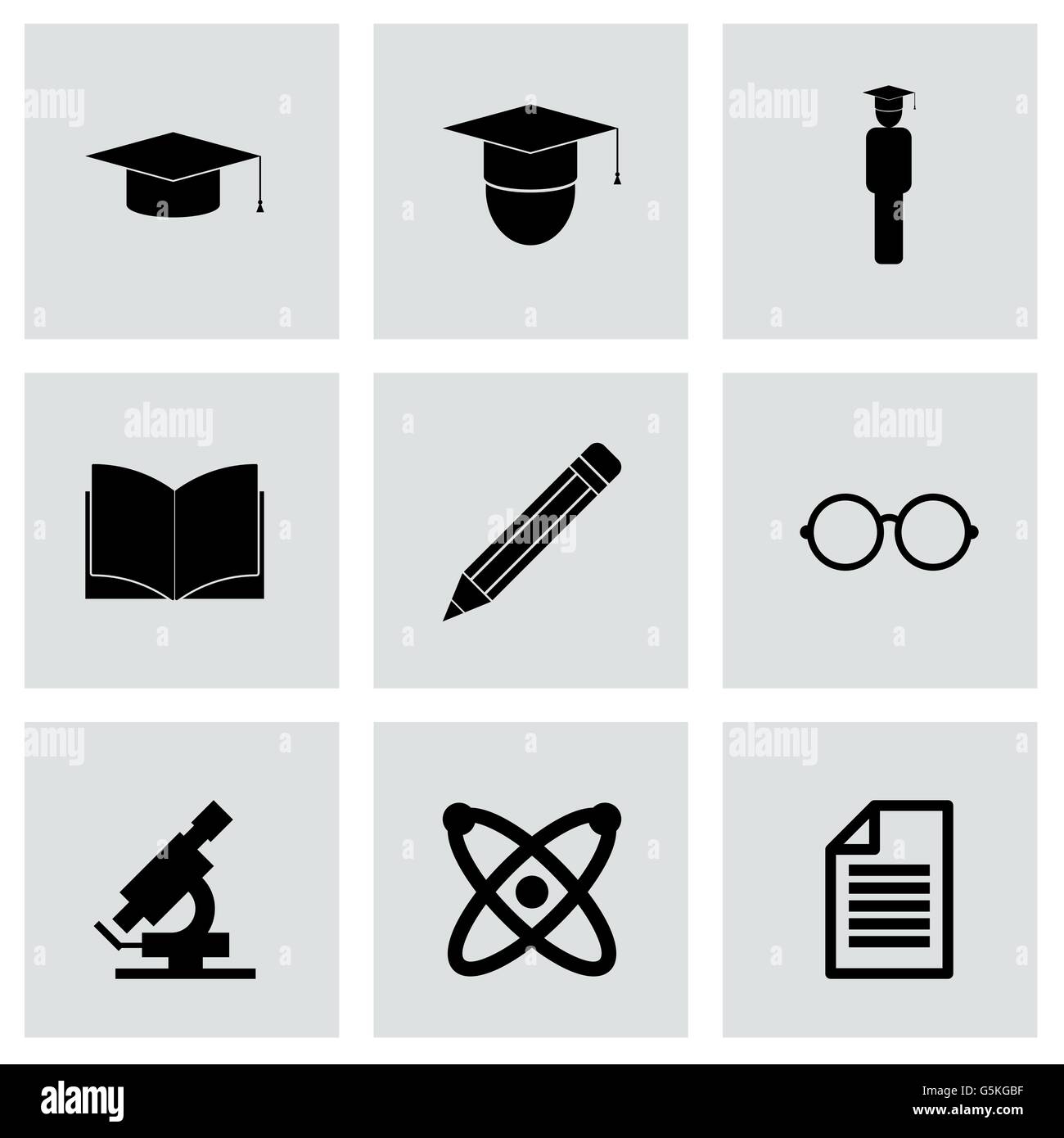 Vector black education icon set Stock Vector Image & Art - Alamy