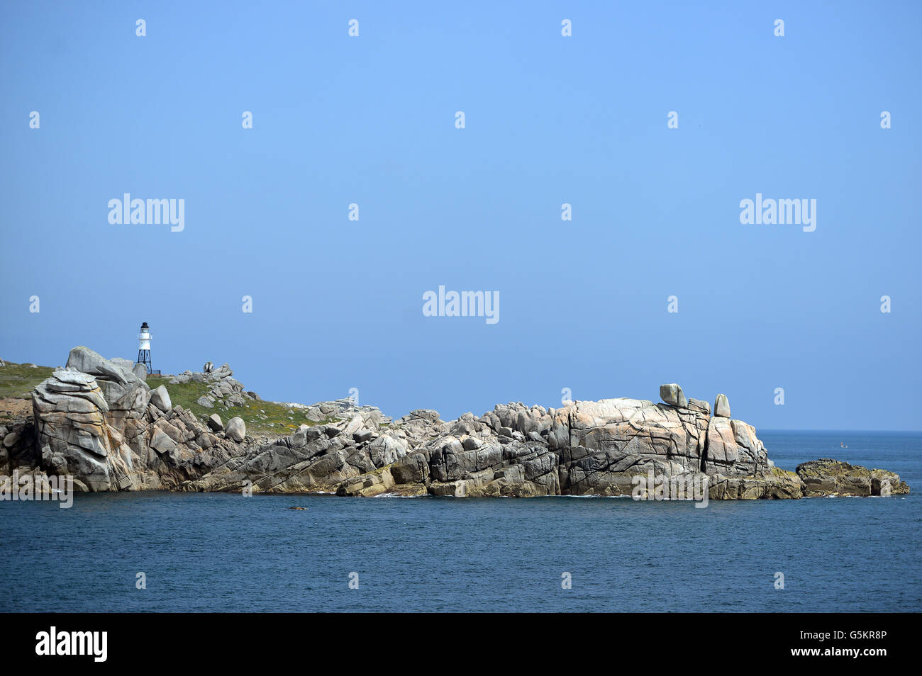 Peninnis lighthouse, St Mary's Isles of Scilly. Stock Photo