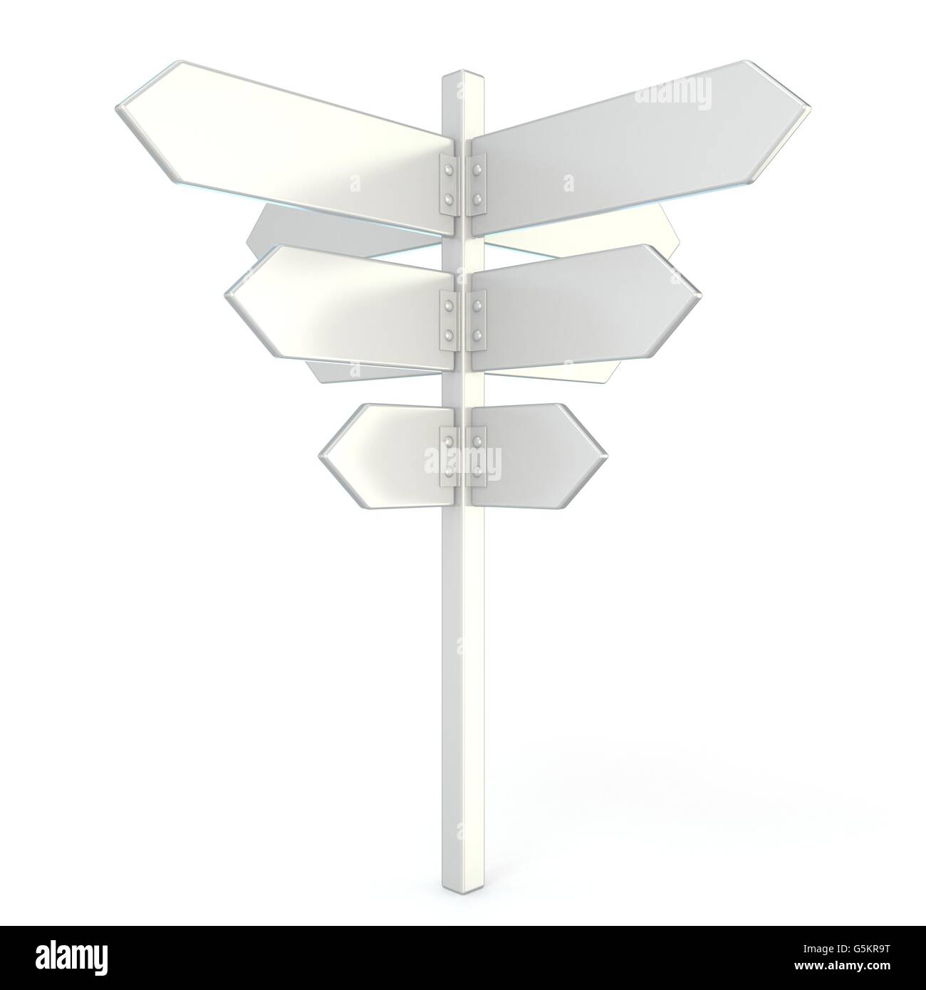 Blank, white signpost. 3D render illustration isolated on white