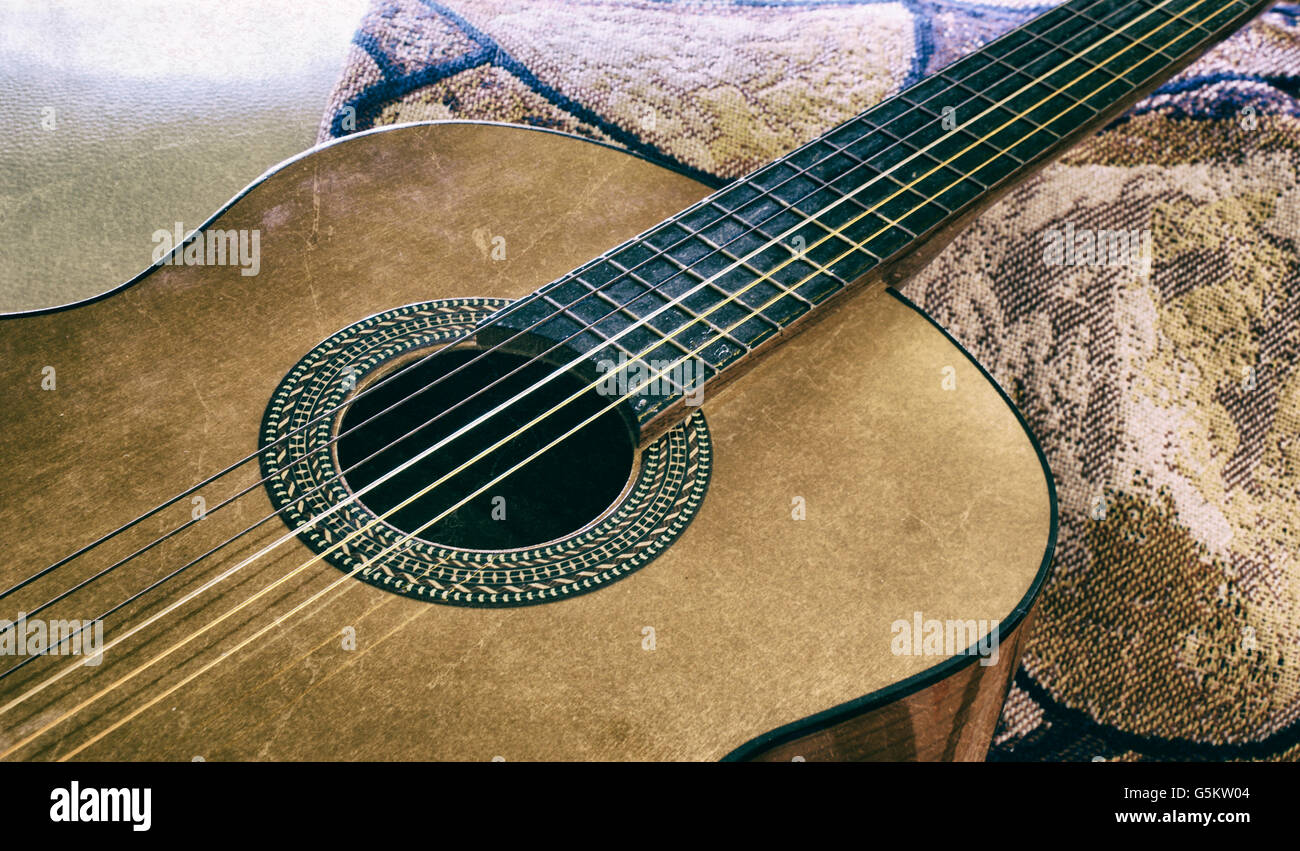 Photograph of an acoustic guitar Stock Photo