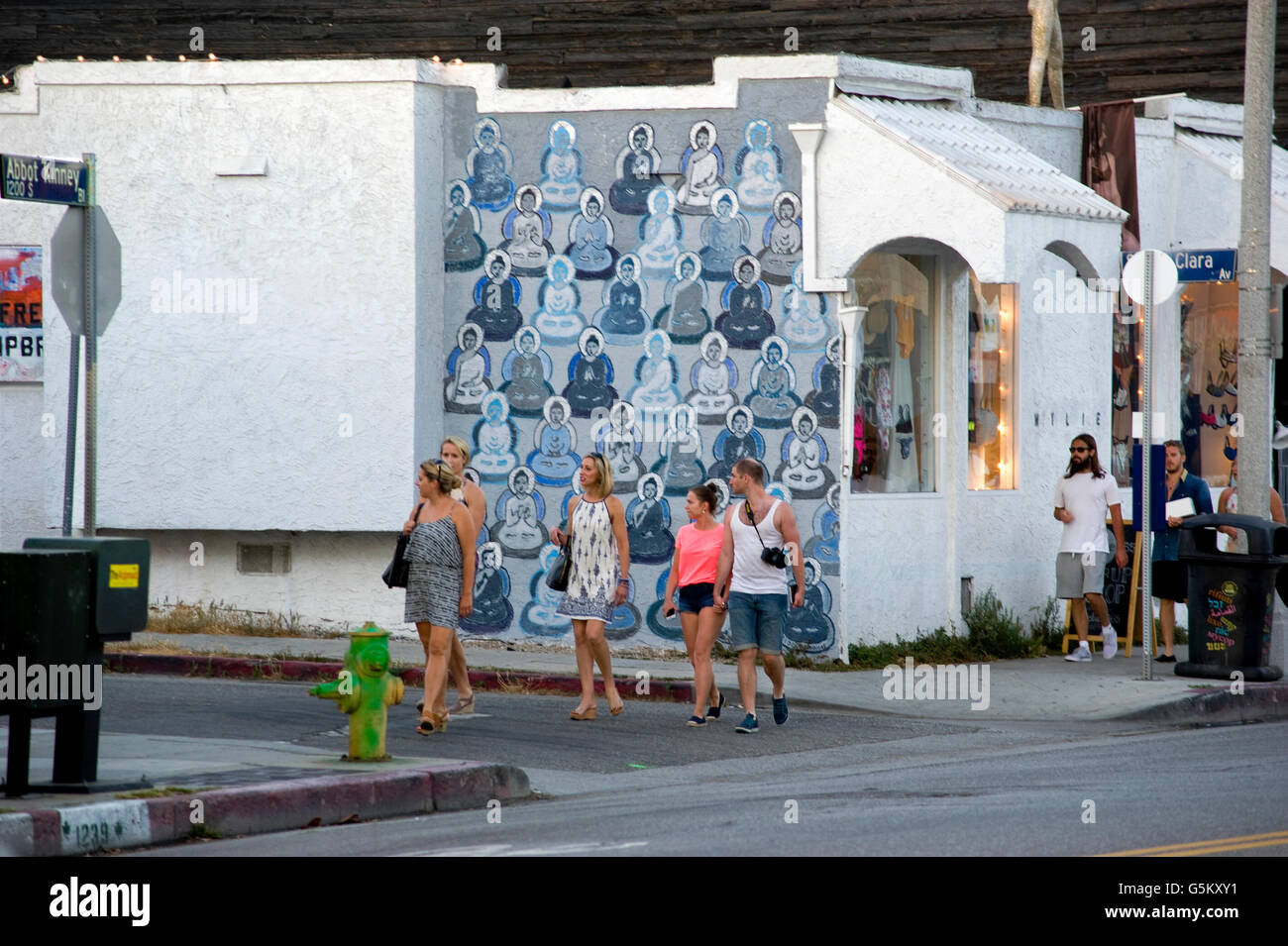 People walking along Abbot Kinney Blvd. in Venice, California Stock Photo