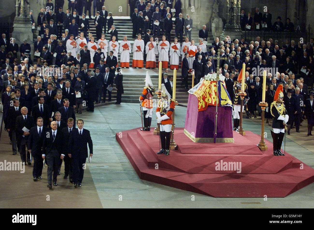 Queen mother funeral tony blair hi-res stock photography and images - Alamy