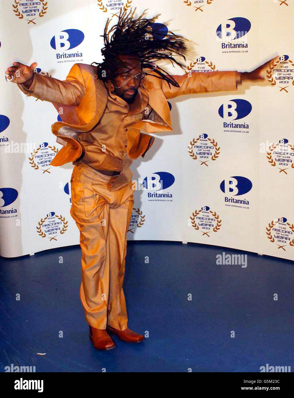 American rap artist Wyclef Jean, whose record 'Perfect Gentleman' is nominated, at The Record of the Year award, at London Television Studios. Stock Photo