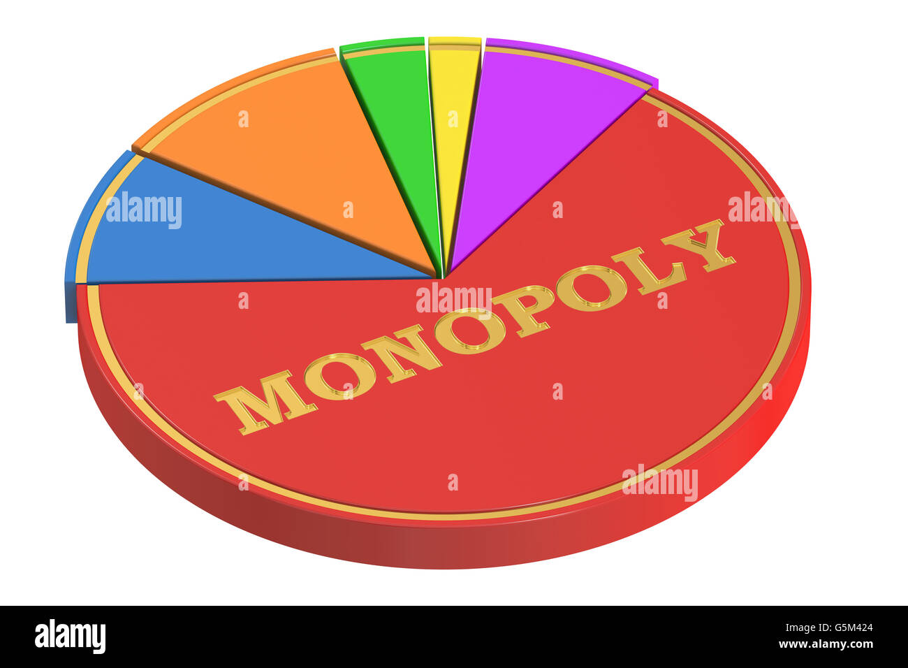 Monopoly concept with Pie Chart, 3D rendering isolated on white background Stock Photo