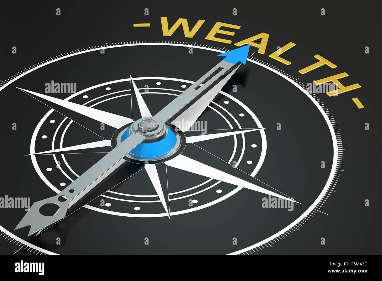 Wealth compass concept, 3D rendering Stock Photo