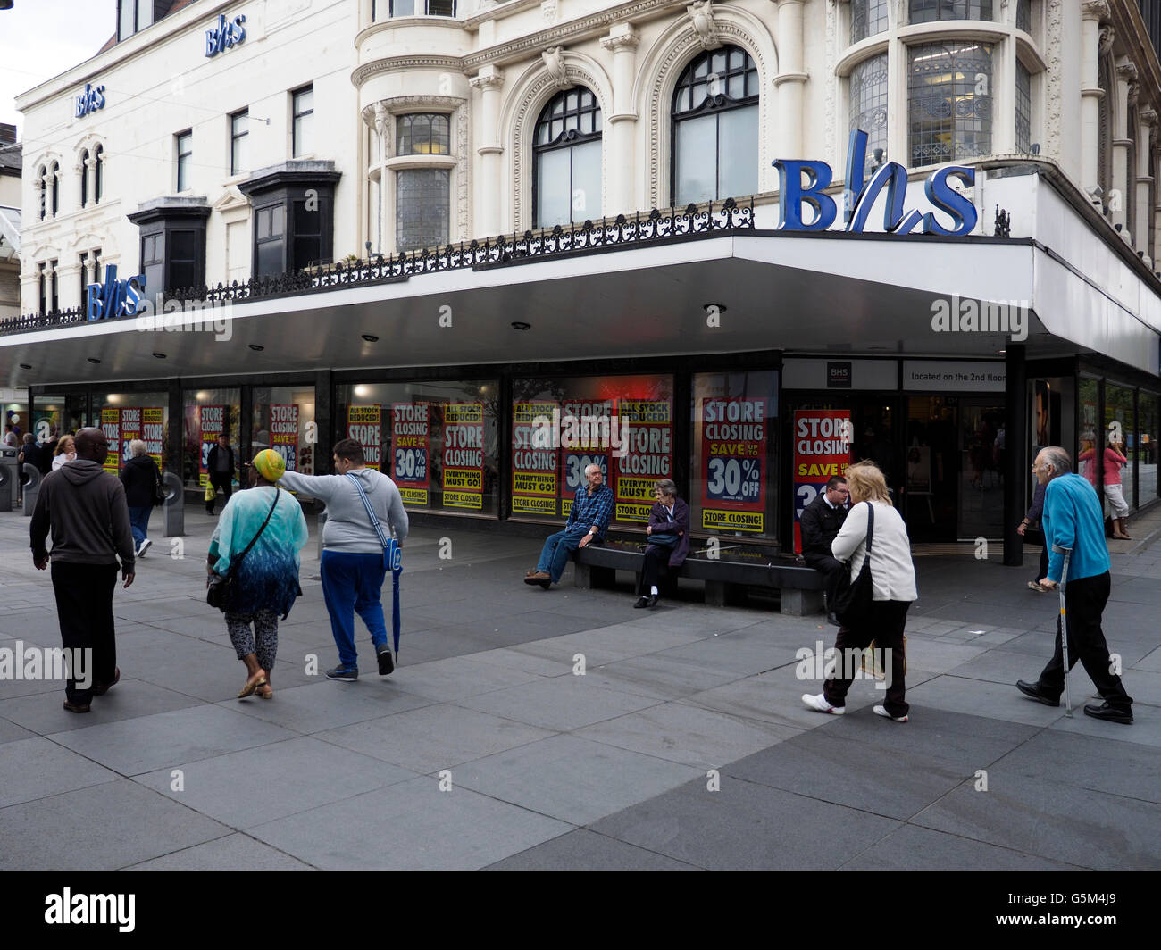 BHS displays a sale promotion in Southport . British Home Stores is set to close in Southport. Stock Photo