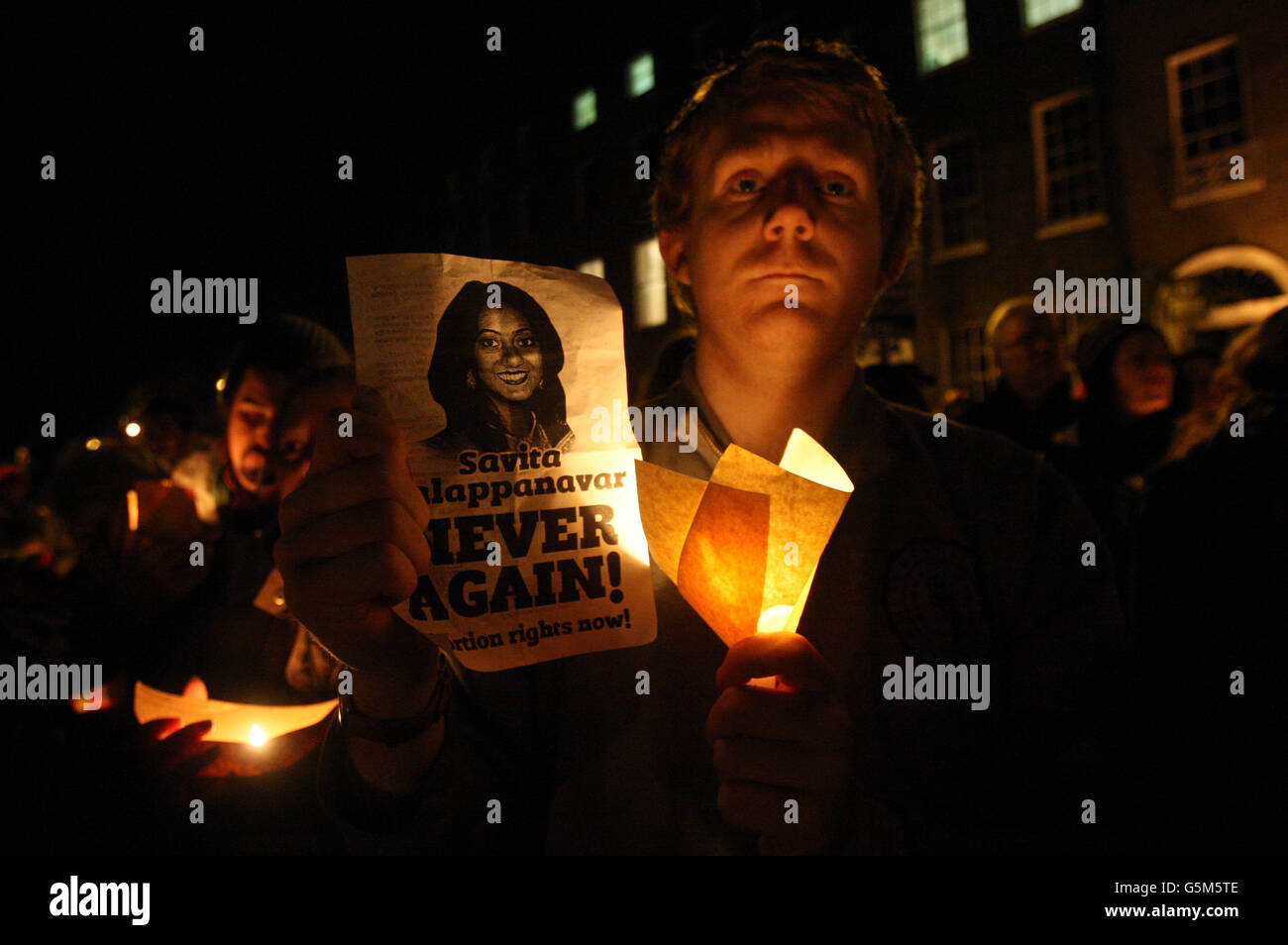 A protester during a march in O'Connell Street, Dublin, to demand legislation on abortion after the death of Indian woman Savita Halappanavar. Stock Photo