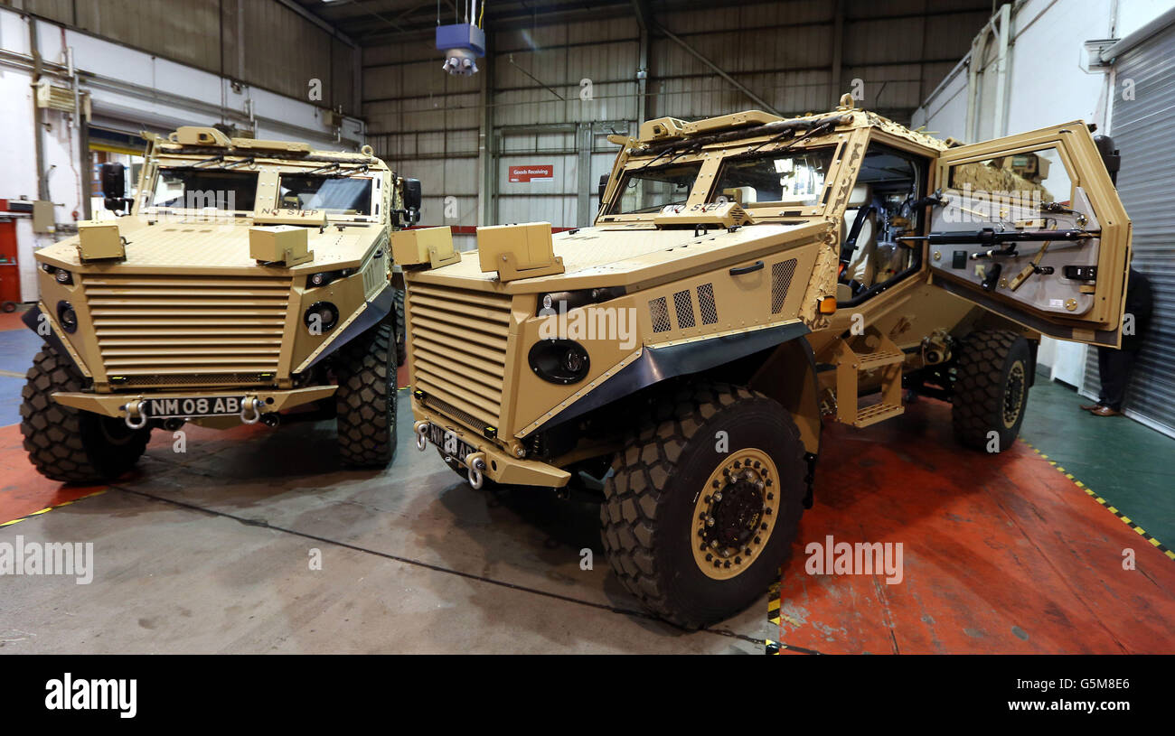 A view of two Foxhound light patrol vehicles, at the General Dynamics ...
