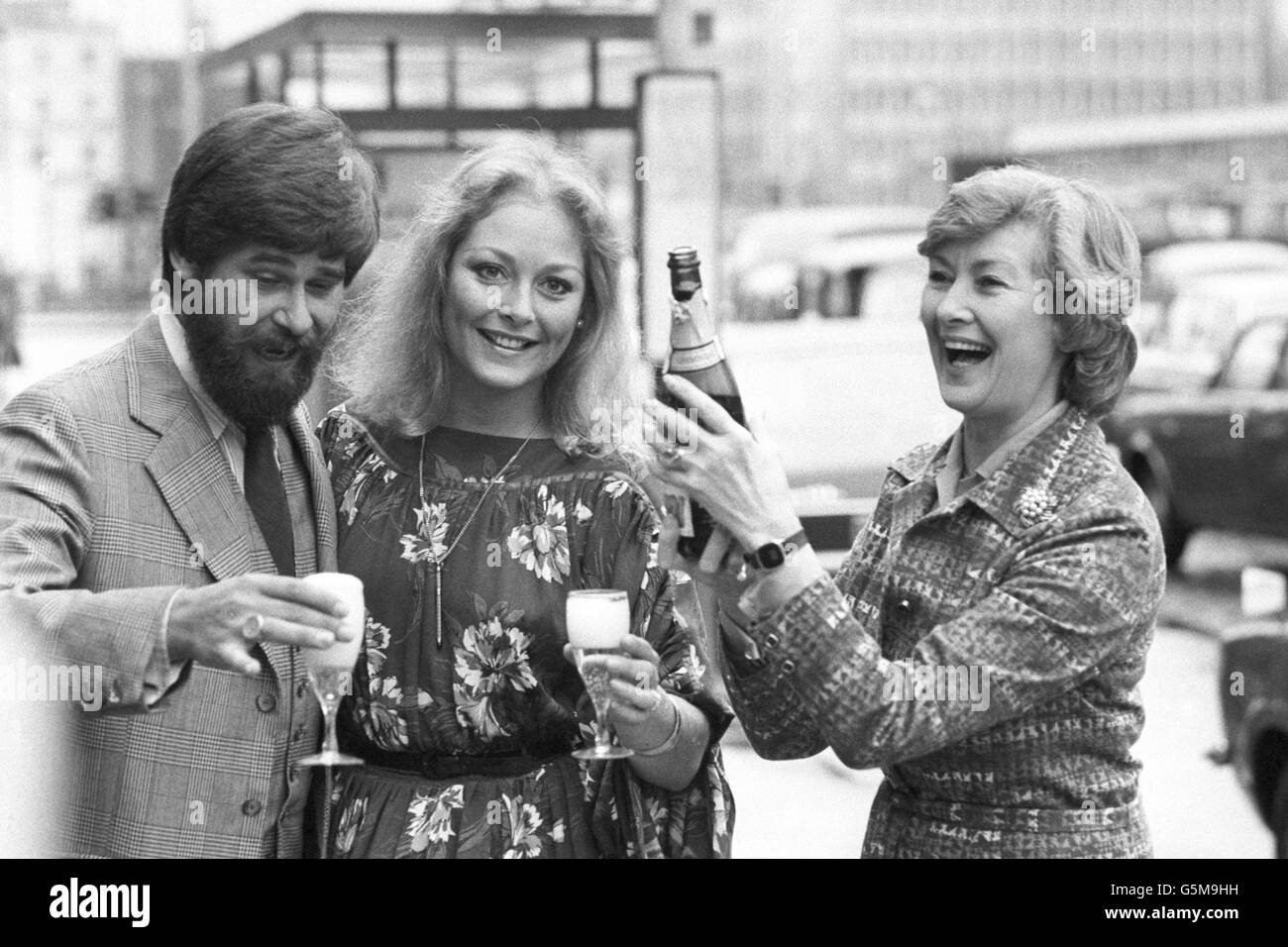 Jenny Hanley, co-presenter of the Thames Television programme Magpie, and Chelsea licensee Herby Clark, are joined in London by Jenny's mother actress Dinah Sheridan after the couple announced their engagement. They will marry at St Mary's, The Boltons, in January. Stock Photo