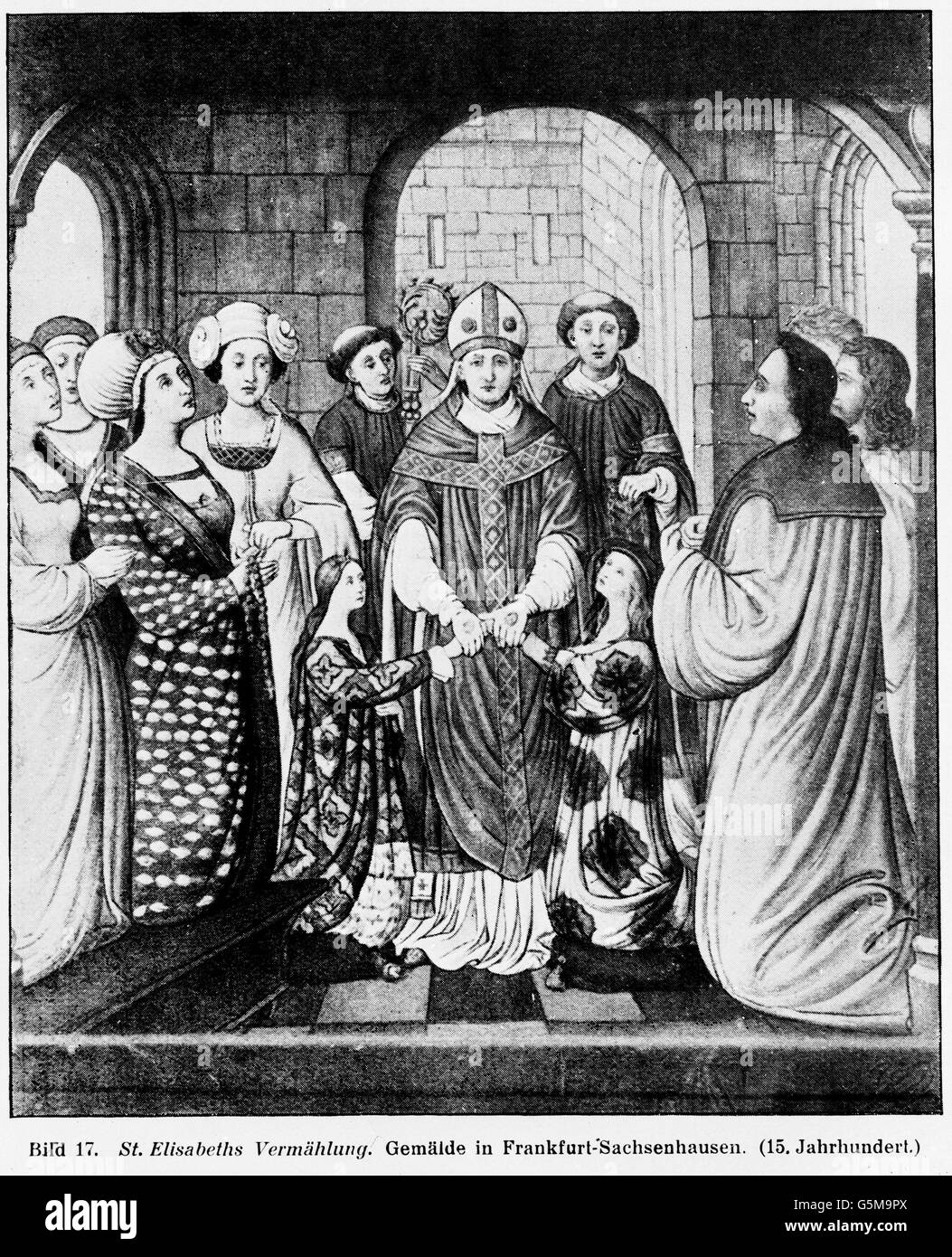 Szene aus dem Leben der heiligen Elisabeth von Thueringen. Scene of the life of holy Elizabeth of Hungary. Stock Photo