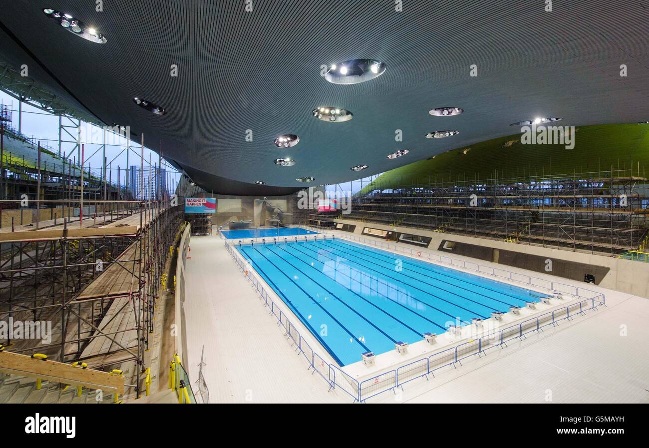 The interior of the Olympic Aquatics centre in the Olympic Park, in ...