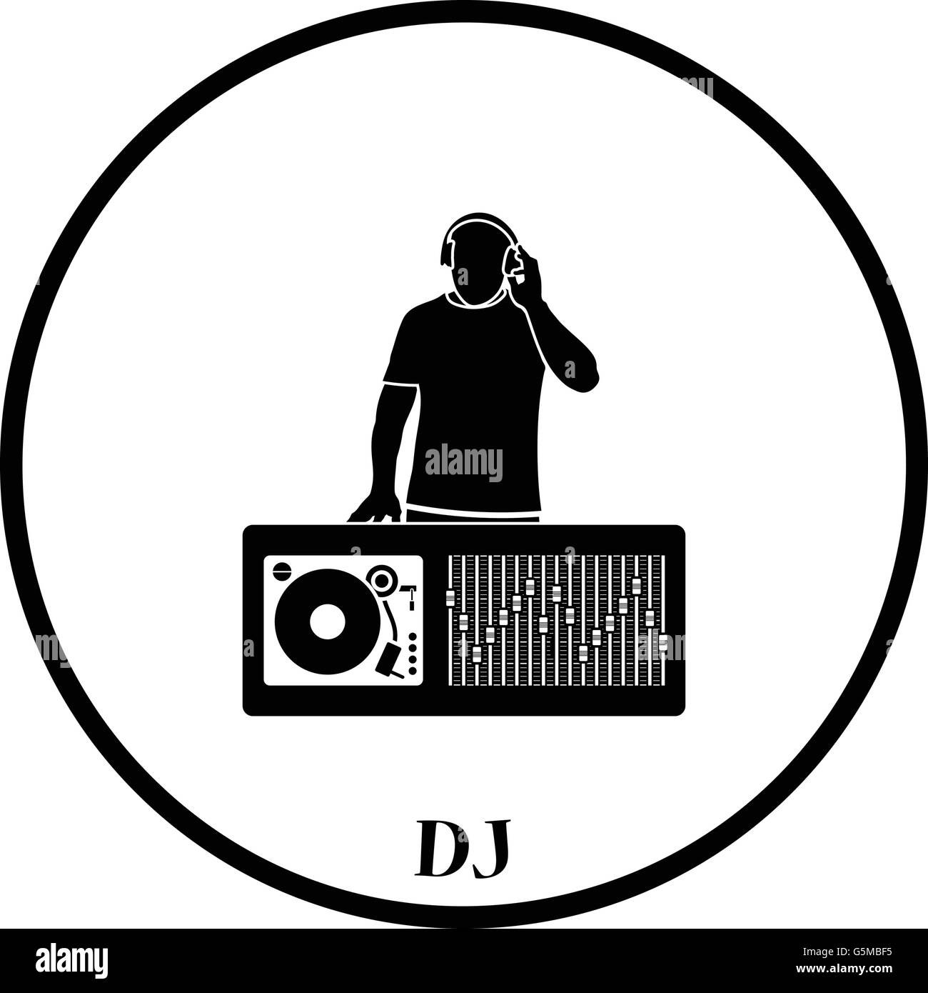 Black white dj turntable vector graphic hires stock photography and