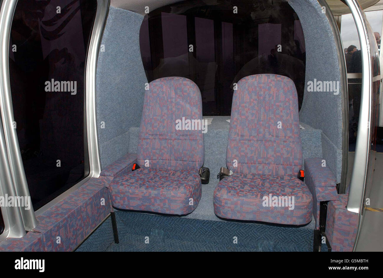 The interior of Cardiff's new driverless taxi service as the new mode of transport is tested in the city's 'Bay' area. The 'ULTra' (Urban Light Transport) is the first of its kind in the world and will travel at a speed of 25 mph. * The ULTRA is the brainchild of Professor Martin Lowson of Bristol University who previously worked on the moon-landing space programme. ULTra is being developed with the backing of Cardiff County Council, which hopes to have the first system of this type up and running by 2004 in a bid to cut congestion. Stock Photo