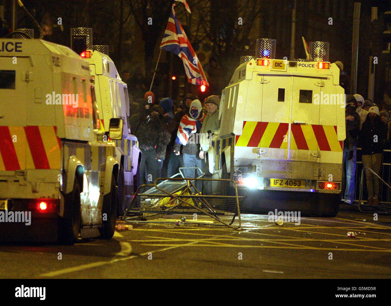 Union flag flying outside belfast city hall hi-res stock photography