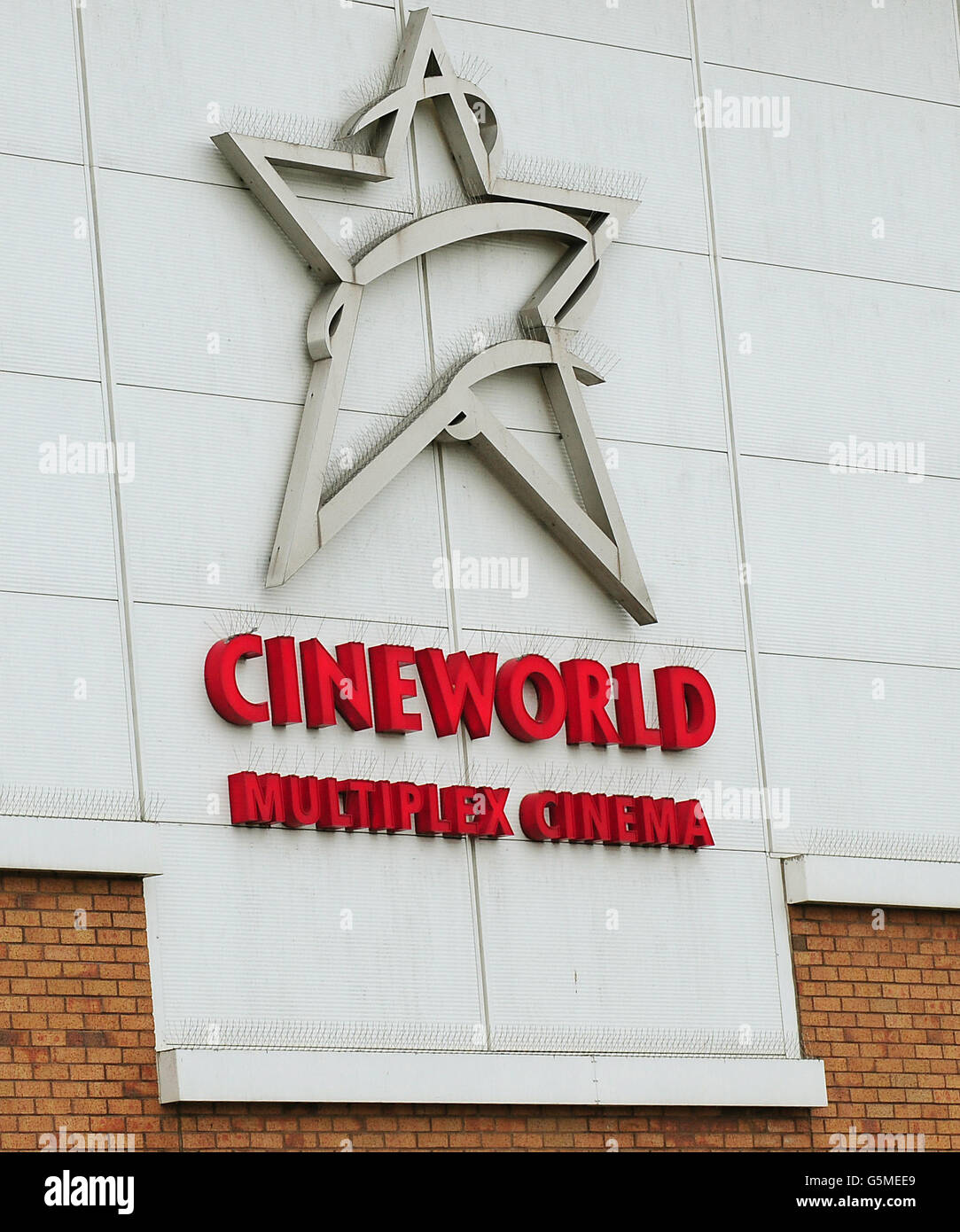 Cineworld Cinemas stock. General view of Cineworld logo, Burton On Trent, Staffordshire. Stock Photo