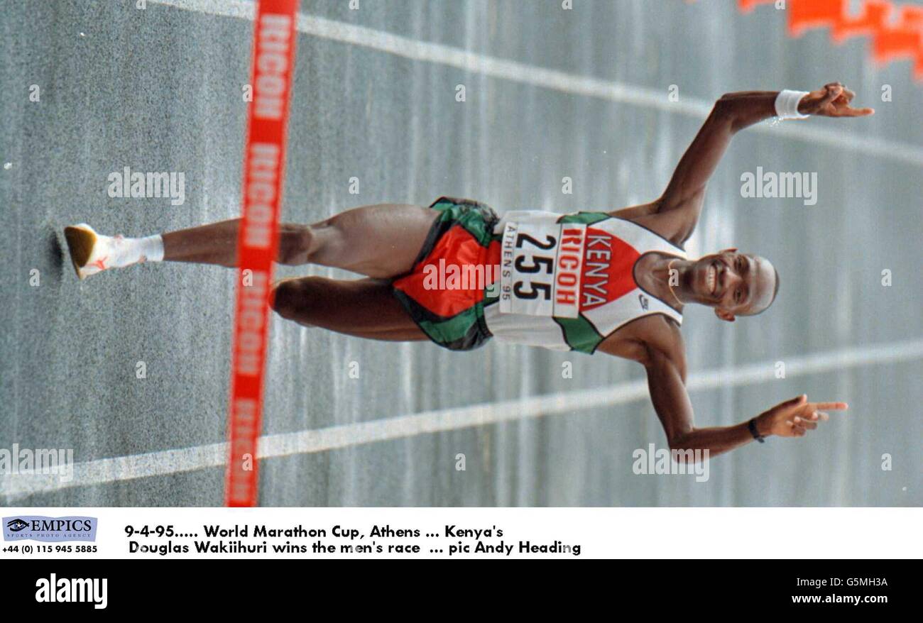 Marathon World Cup, Athletics. Kenya's Douglas Wakiihuri, winner Stock