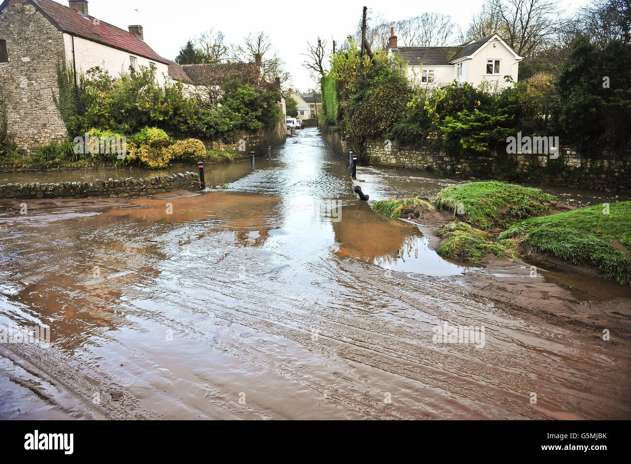 A general view of the ford in the Somerset village of Chew Stoke, where