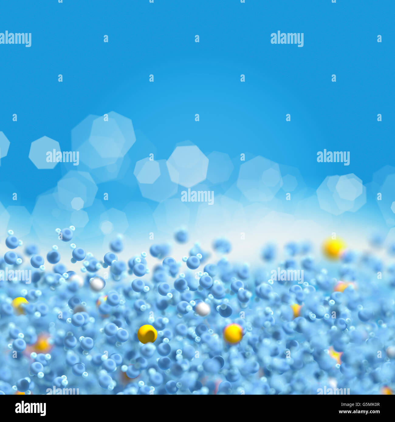 Water (in blue) is a chemical compound containing oxygen and hydrogen