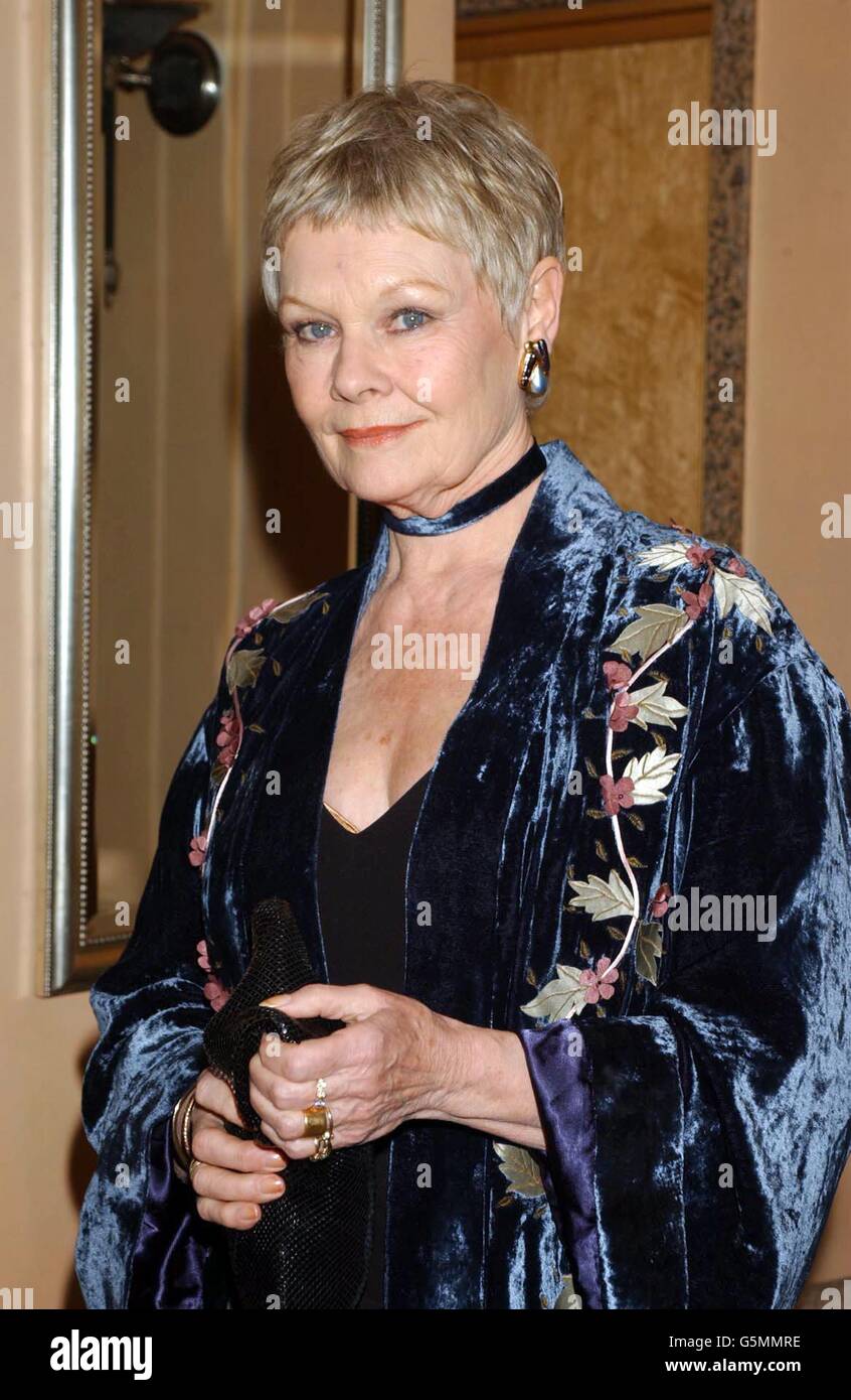 Dame Judi Dench during a press reception at the Washington Hotel in central London, ahead of the premiere of 'Iris' at the Curzon Mayfair. The film follows the story of Booker Prize-winning novelist and philosopher Iris Murdoch who died in 1999. * (played by Kate Winslet and Judi Dench). Stock Photo