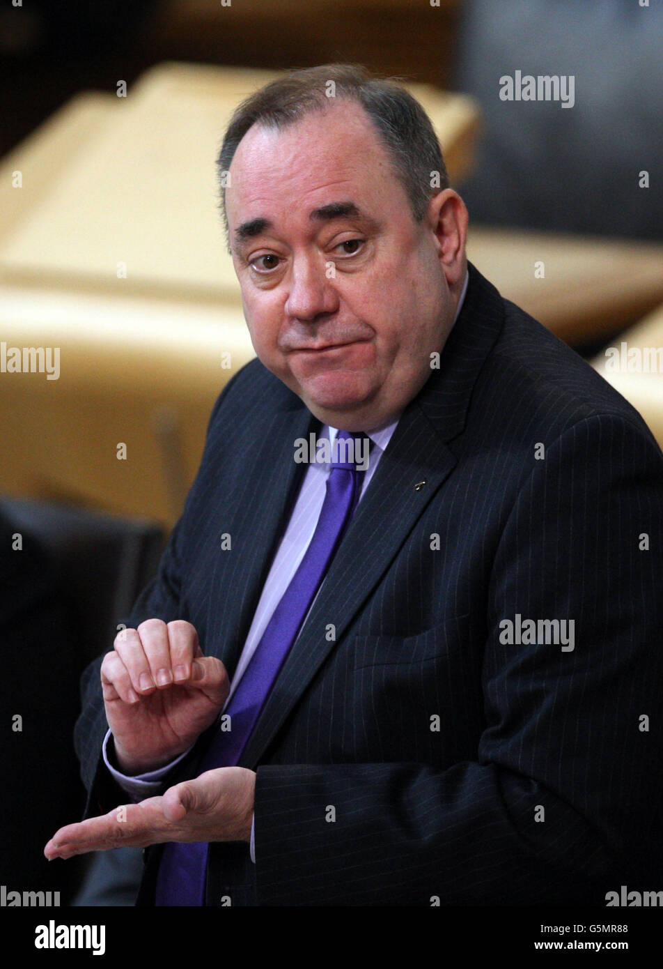 First Minister's Questions. Alex Salmond during First Minister's Question Time at the Scottish Parliament in Edinburgh. Stock Photo