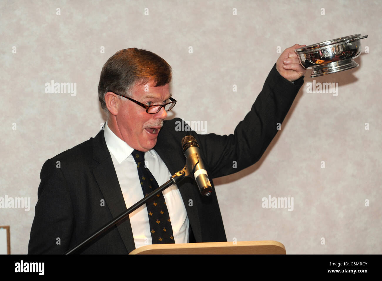 Scottish Rugby president Alan Lawson during the post match speeches Stock Photo