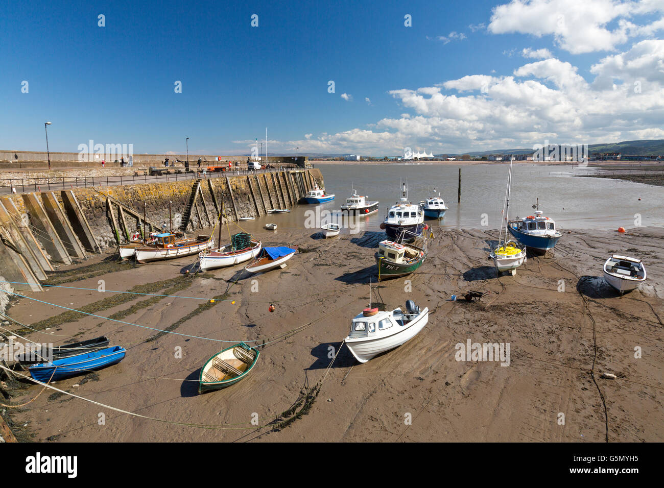 Low tide in the harbour at Minehead, Somerset, England, UK Stock Photo