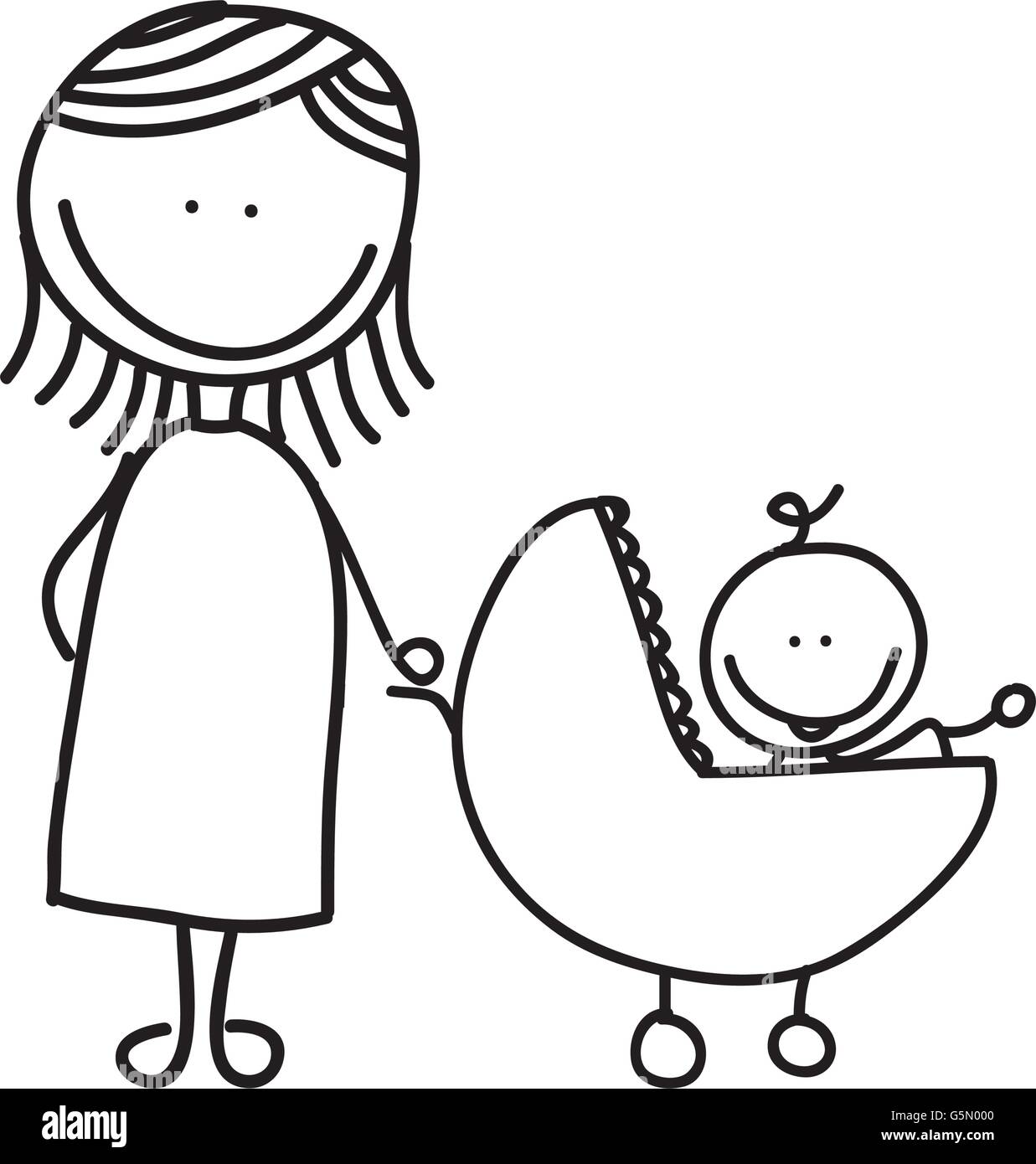 mother with baby drawing isolated icon design Stock Vector Image & Art -  Alamy