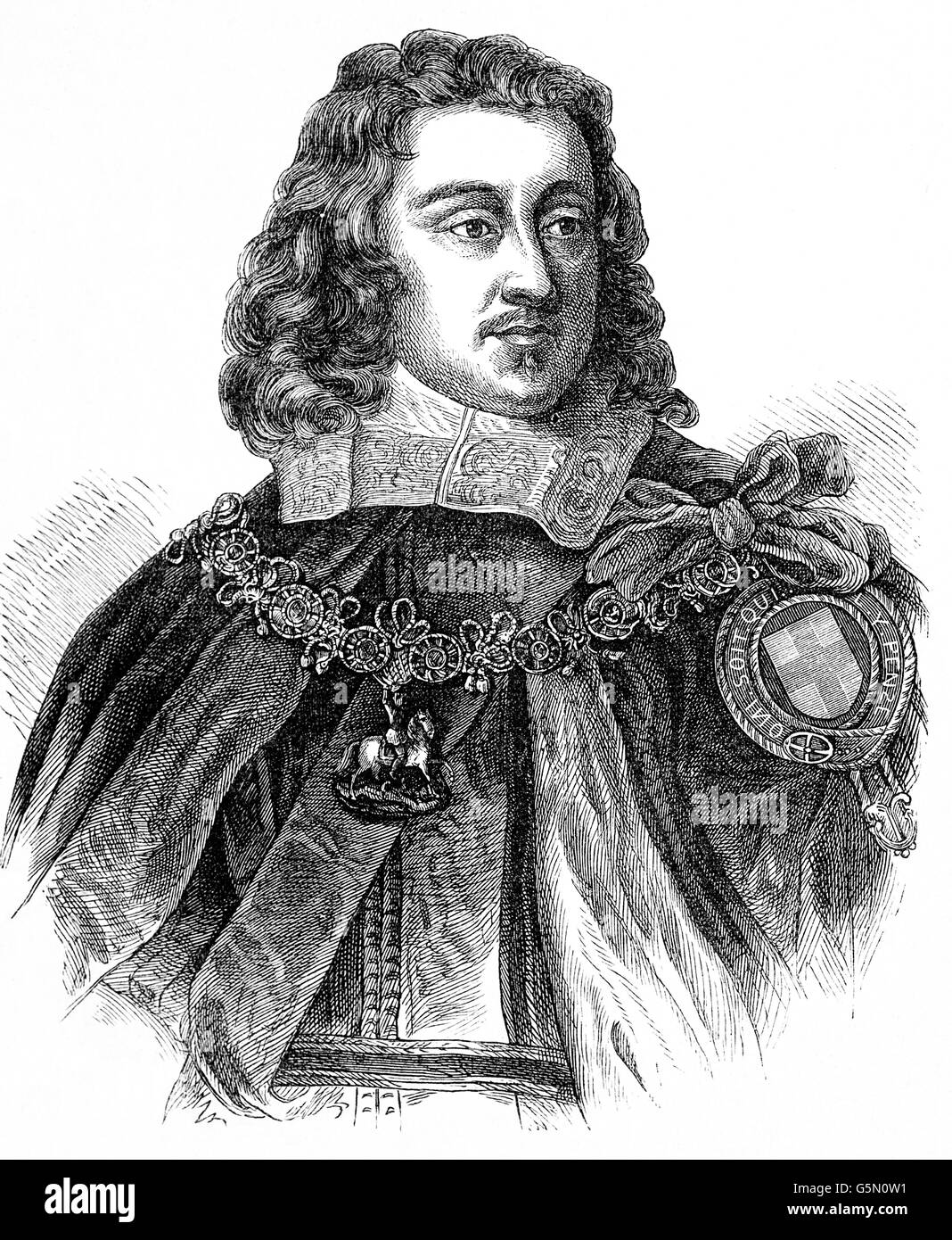 George Monk, 1st Duke of Albemarle, (1608 – 1670) was an English soldier, politician and a key figure in effecting the Restoration of the Monarchy to King Charles II in 1660. Stock Photo