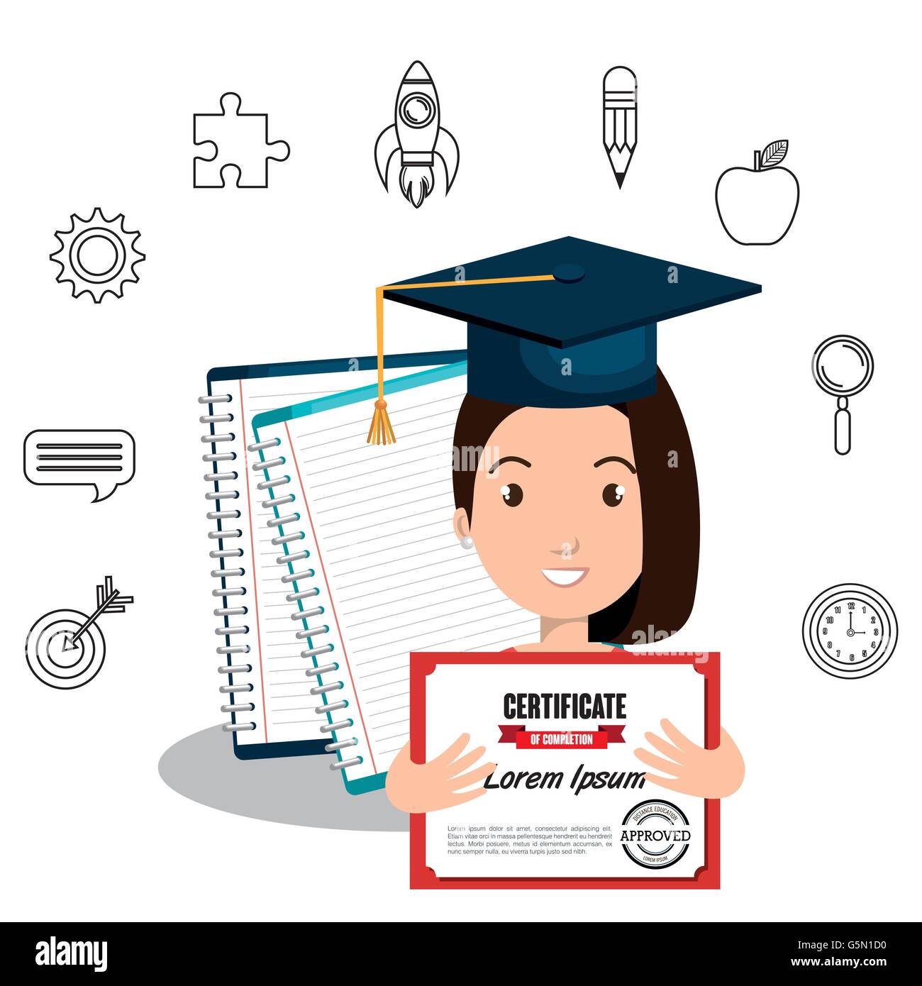 happy person graduating design Stock Vector