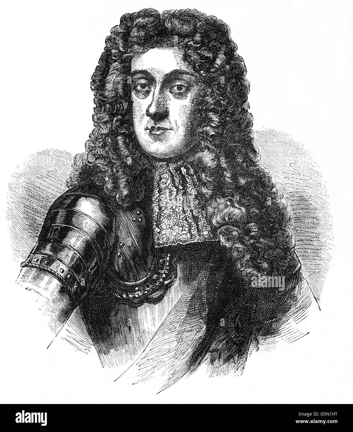 James II and VII (1633 -1701) was King of England and Ireland as James II and King of Scotland as James VII, until he was deposed in the Glorious Revolution of 1688. He was the last Roman Catholic monarch to reign over the Kingdoms of England, Scotland and Ireland. Stock Photo