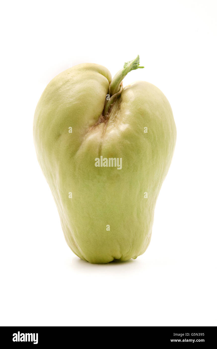 Chayote on a white background Stock Photo