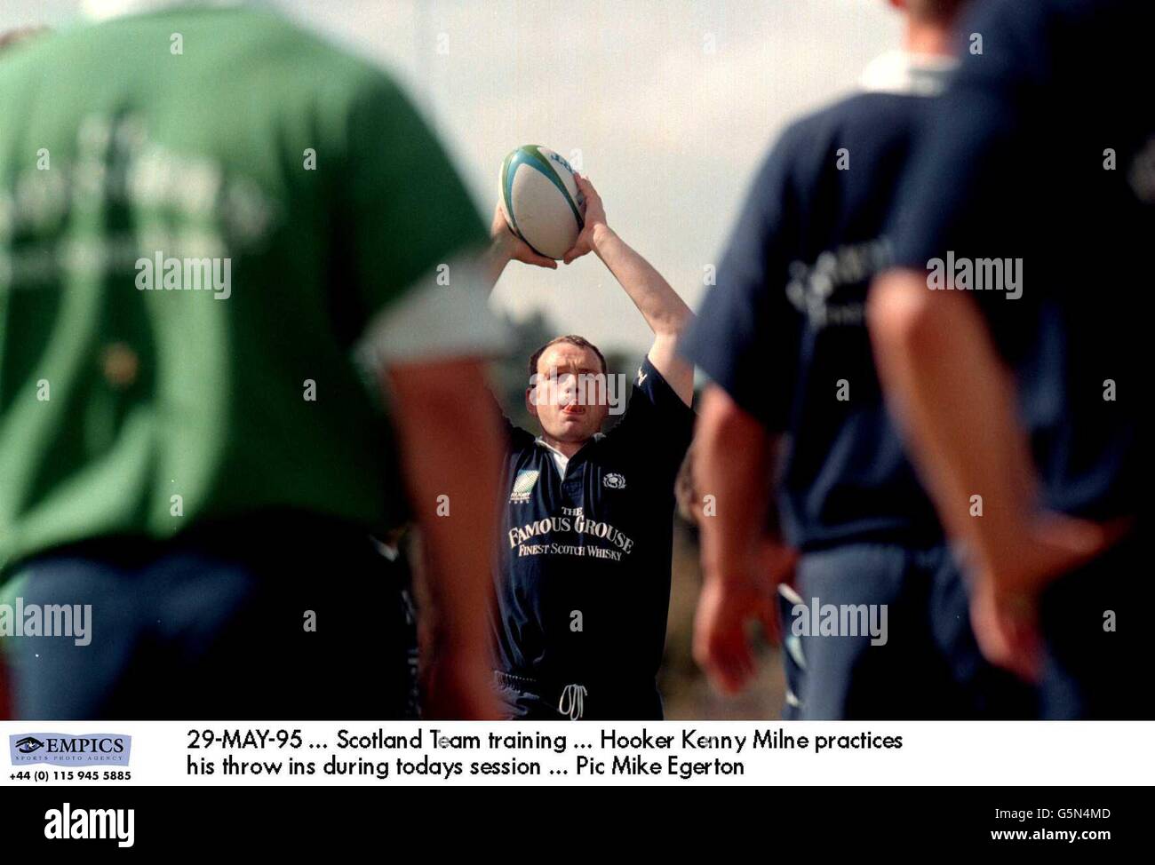 29-MAY-95 ... Scotland Team training ... Hooker Kenny Milne practices his throw ins during todays session Stock Photo