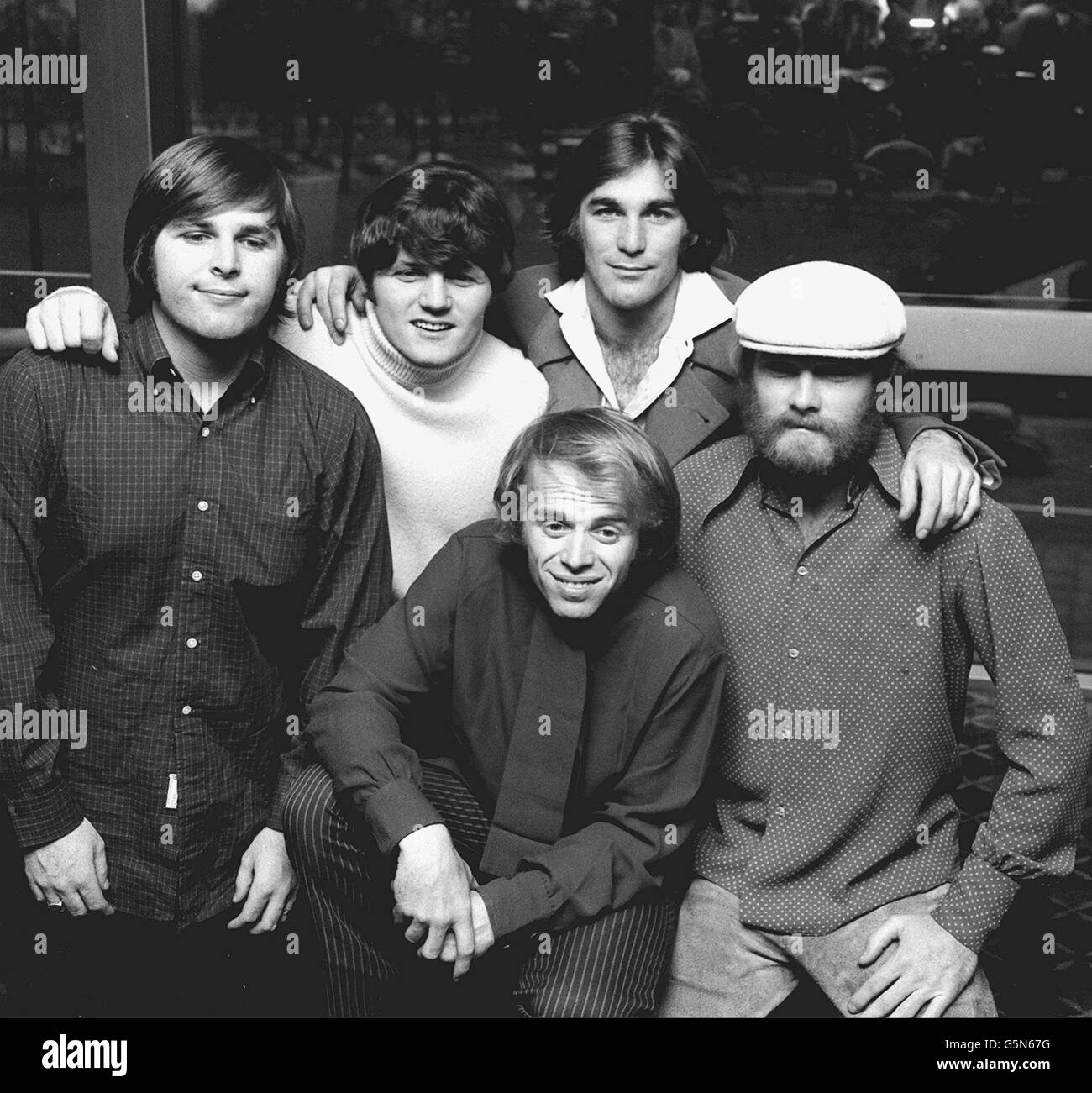 DECEMBER 4TH: The Beach Boys, the top American pop group, at a reception at  the Hilton Hotel, London, soon after their arrival from America for an  eleven day tour during which they